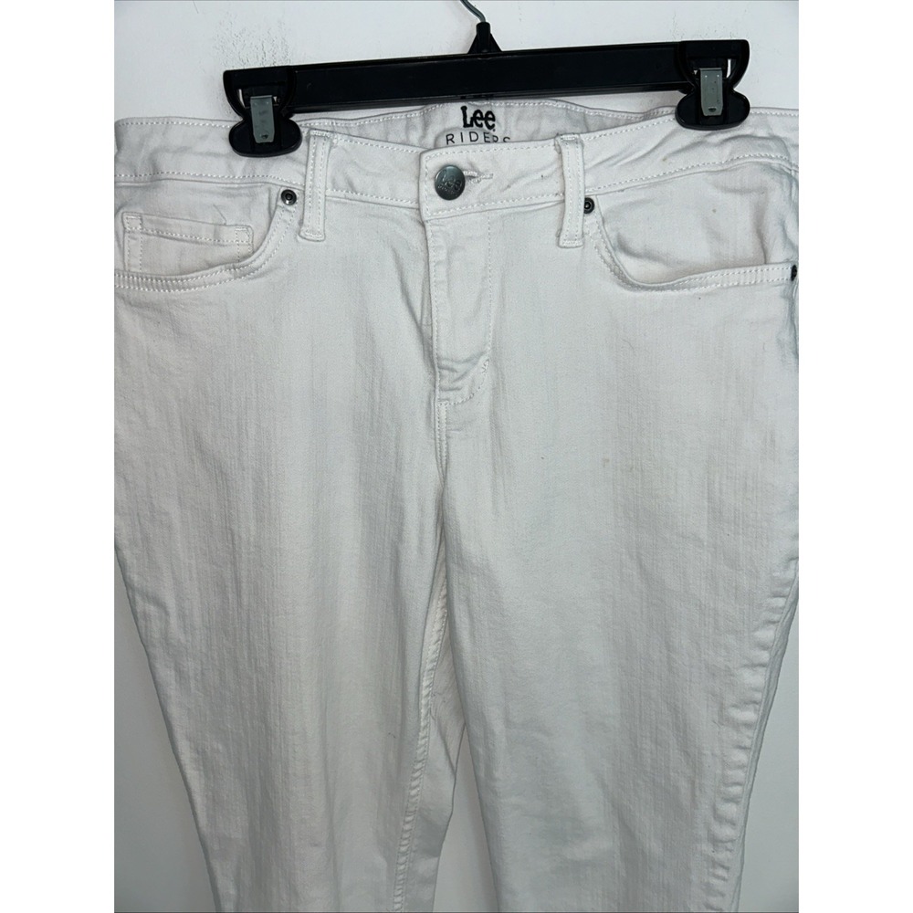 Lee Riders Women's Jeans Size 10 White‎ Five Pockets Straight Leg Fringe Bottom